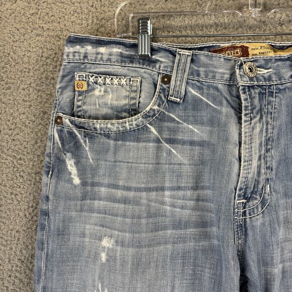 Big Star Pioneer Boot Cut Jean Mens 36R Light Wash Distressed Cowboy Rodeo Ranch - Picture 3 of 11